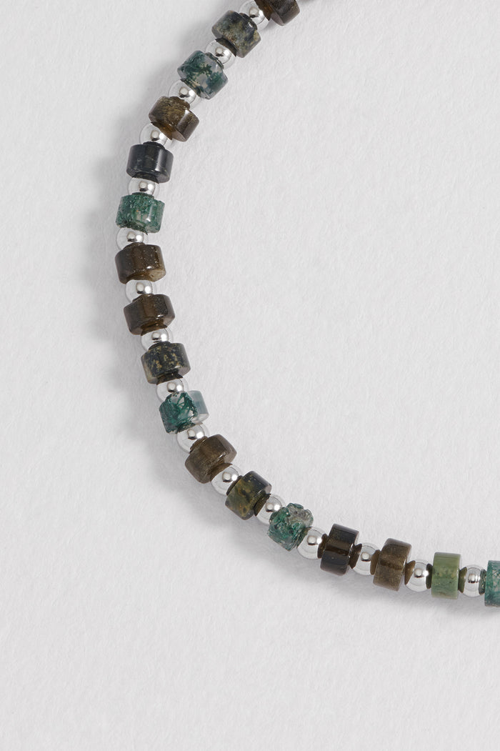 Men's Mixed Green Gemstone Rondelle Bracelet
