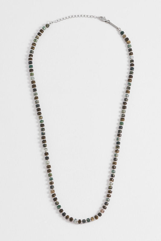 Men's Mixed Green Gemstone Rondelle Necklace