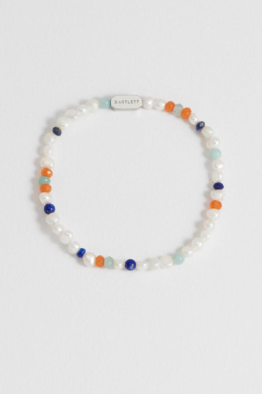 Men's Pearl and Mixed Gemstones Bracelet