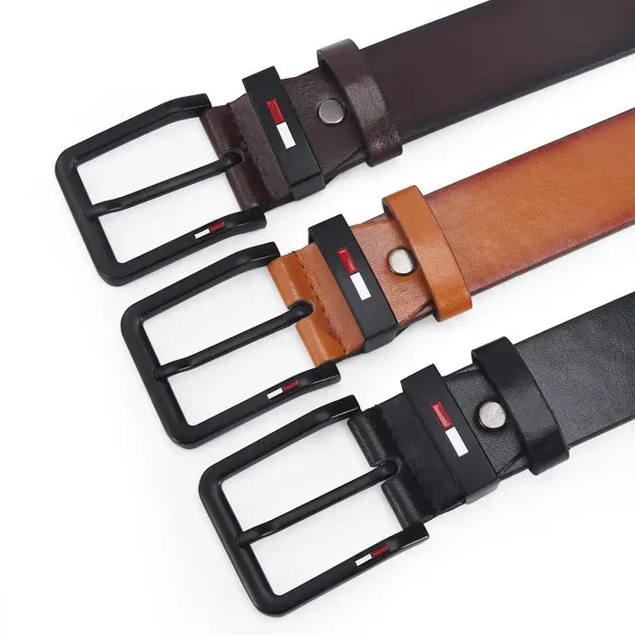 Men’s PU Leather Belt with Square Pin Buckle – Business Casual Waist Belt