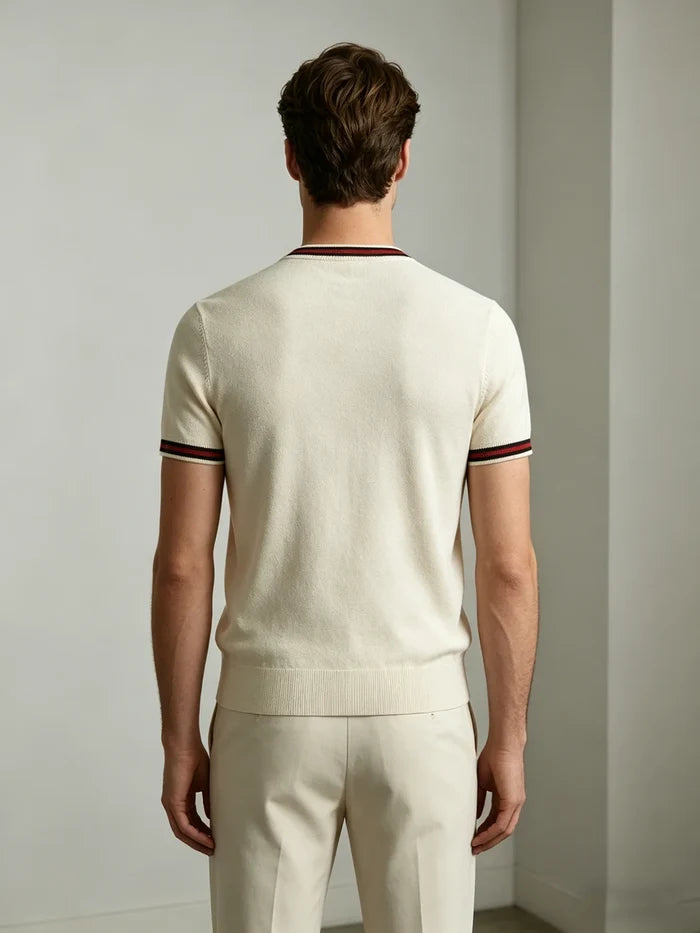 Men's Short-Sleeve Knit Shirt White Lightweight Business