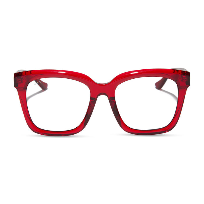 diff eyewear featuring the meredith square prescription glasses with a red hot summer frame front view