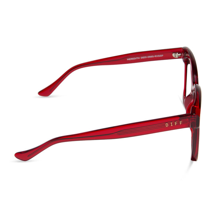 diff eyewear featuring the meredith square prescription glasses with a red hot summer frame side view