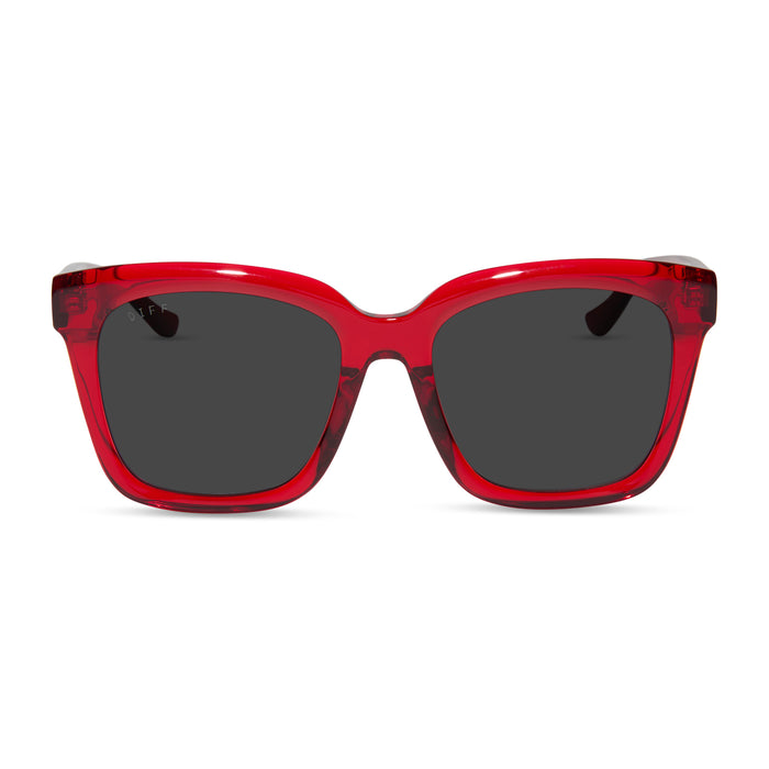 diff eyewear featuring the meredith square prescription sunglasses with a red hot summer frame front view