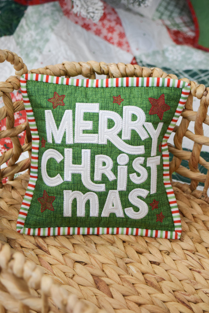 Merry Christmas Shelf Pillow Fabric Kit