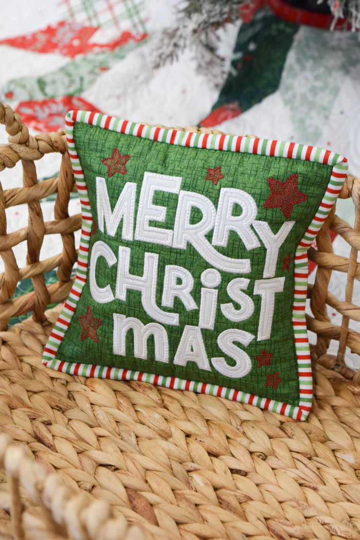 Merry Christmas Shelf Pillow Fabric Kit