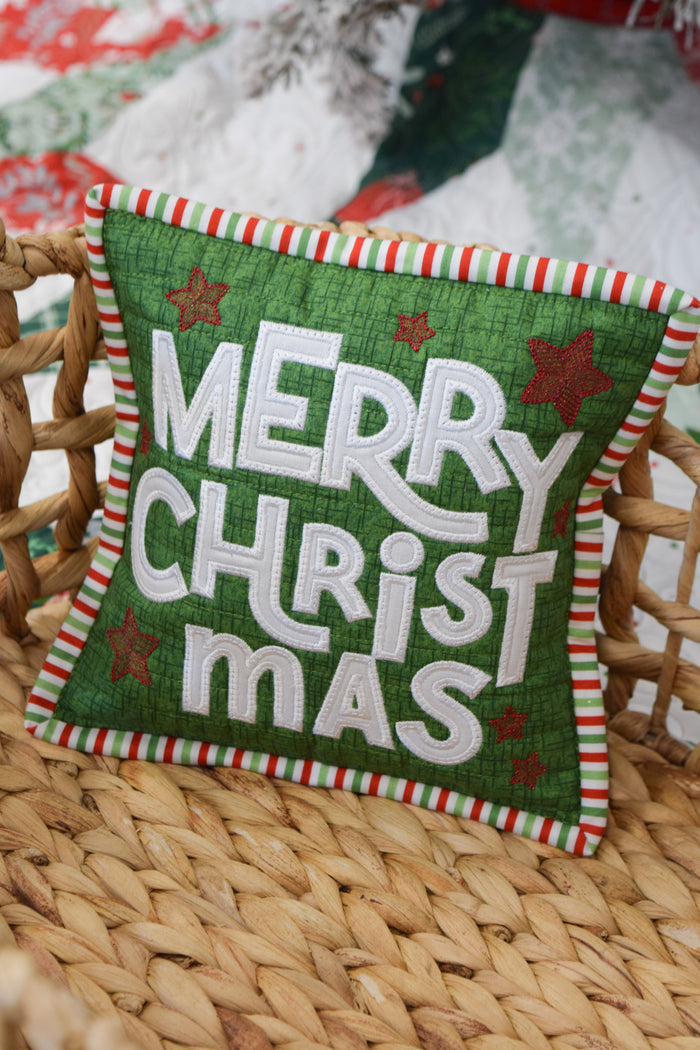 Merry Christmas Shelf Pillow Fabric Kit