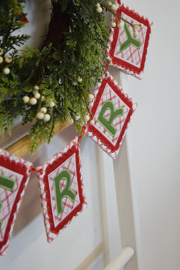 Merry in the Hoop Banner Fabric Kit-Red