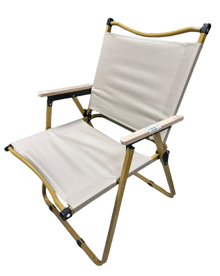 Metal Wood Arm With 2 Colours(Black/Beige) Foldable Camp Chair