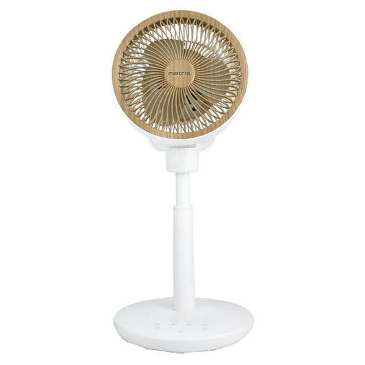 mistral short stand fan in white wood