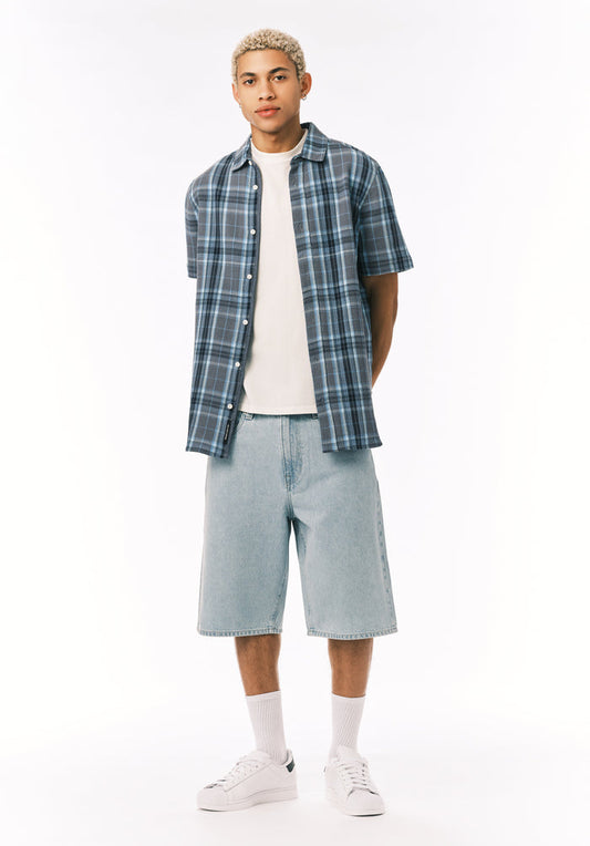 Buffalo Men Shorts Navy Denim Denim Shorts Rigid Mid-Length