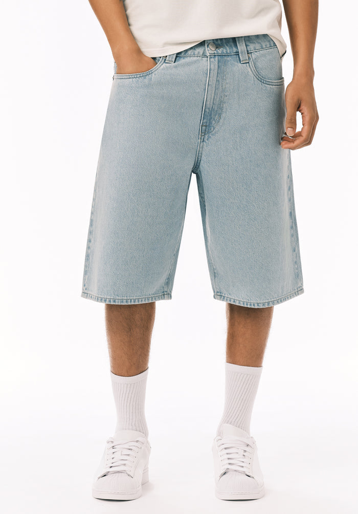 Buffalo Men Shorts Navy Denim Denim Shorts Rigid Mid-Length
