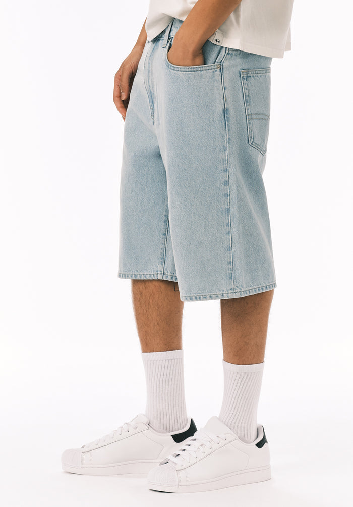 Buffalo Men Shorts Navy Denim Denim Shorts Rigid Mid-Length