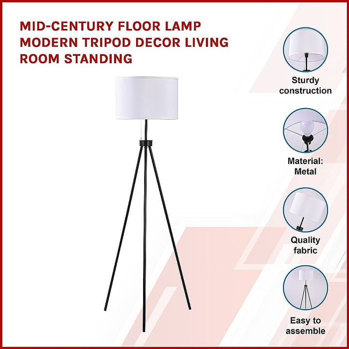 Mid-Century Floor Lamp Modern Tripod Decor Living Room Standing -Home Living Store - -