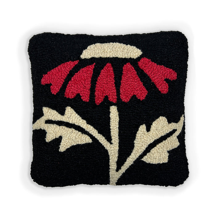 Midnight Daisy Hooked Pillow