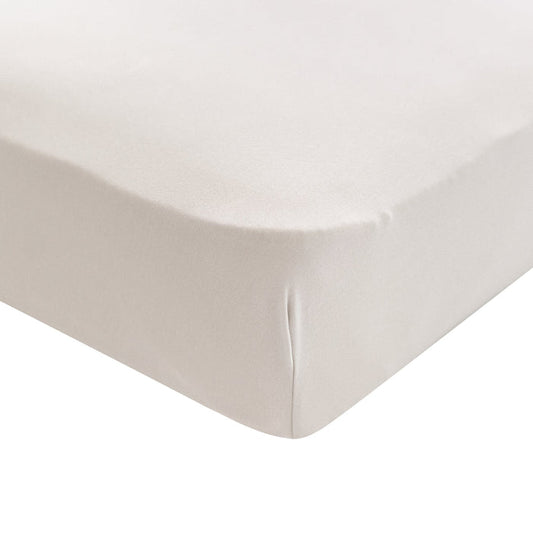 Corner of Kyte Baby Mini Crib Sheet in Oat