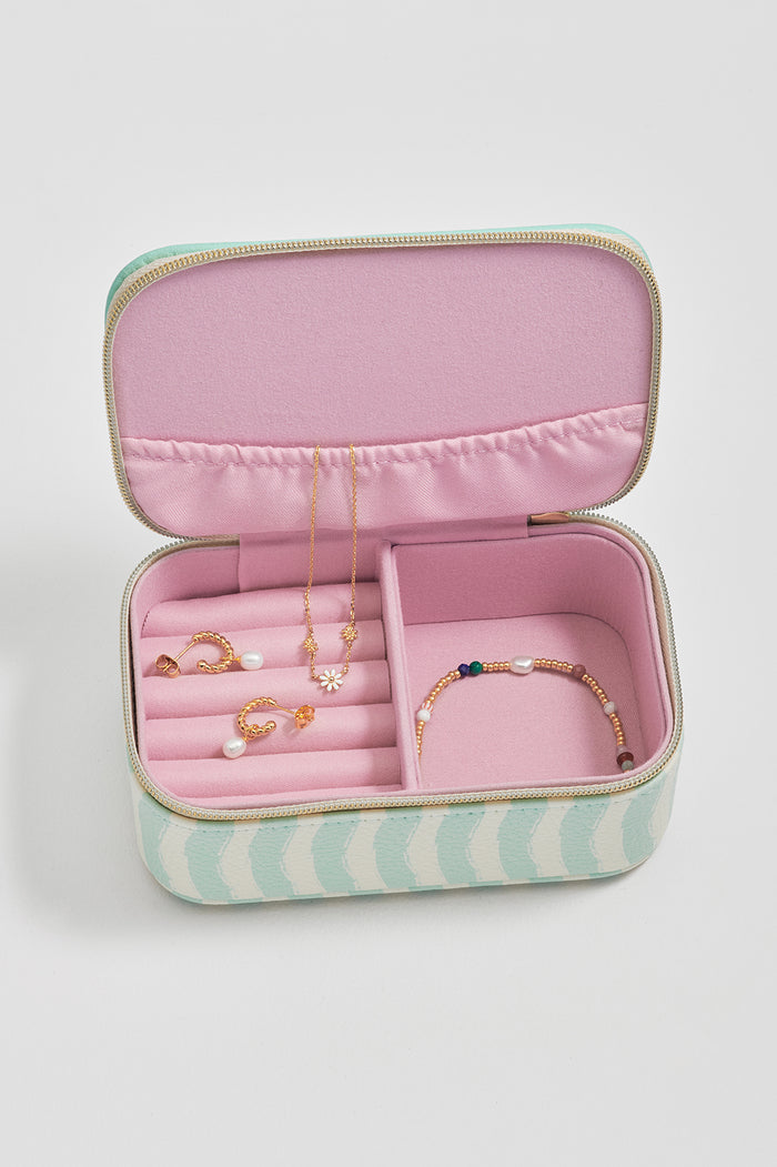 Mint Wiggle Print Mini Jewellery Box