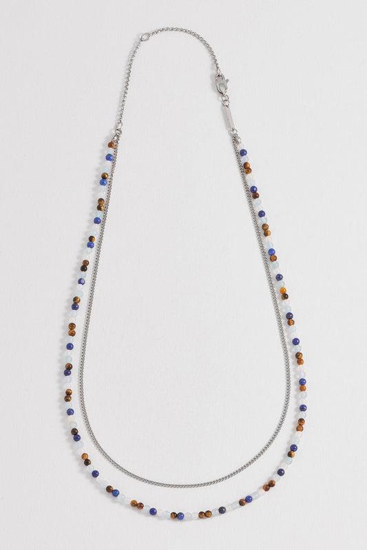 Mixed Gemstone and Chain Duo Necklace