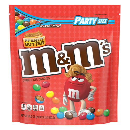 M&M's Peanut Butter Chocolate Candy Party Size Pouches - 6 Count