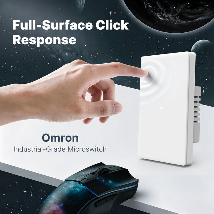 MOES Matter WiFi Smart Switch, Star Grand Series Full-Touch 10A 2200W Power Load, Neutral Required US Standard