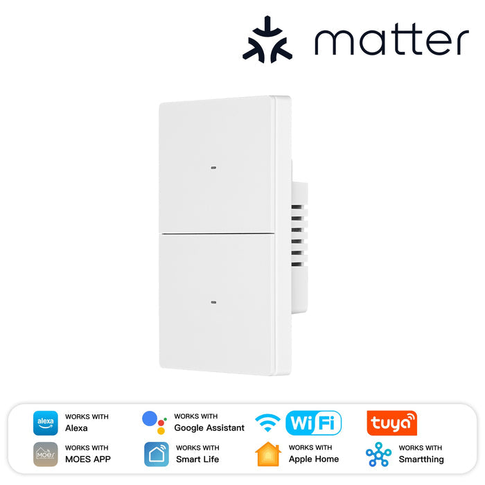 MOES Matter WiFi Smart Switch, Star Grand Series Full-Touch 10A 2200W Power Load, Neutral Required US Standard