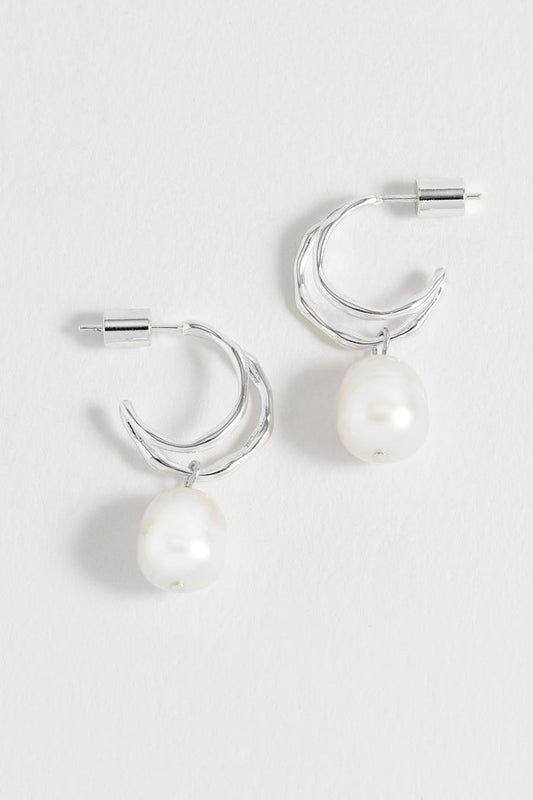 Molton Pearl Double Hoop Earrings