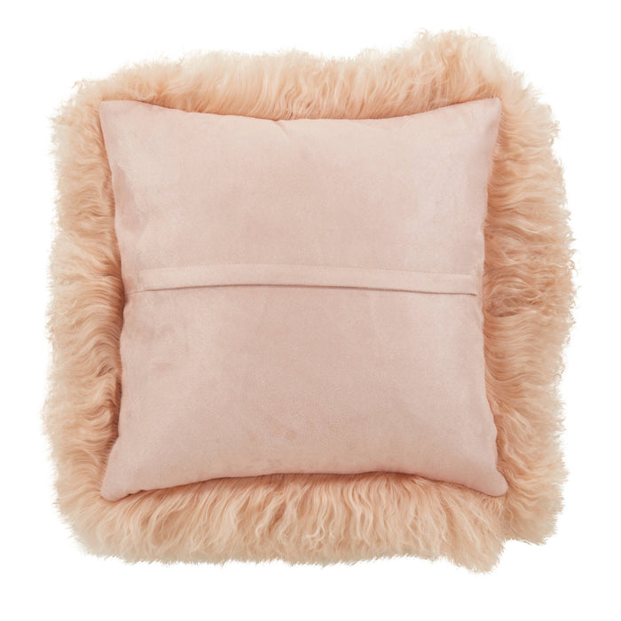 Mongolian Lamb Fur Pillow - Poly Filled: Charcoal / Polyester Insert / 12"x20"