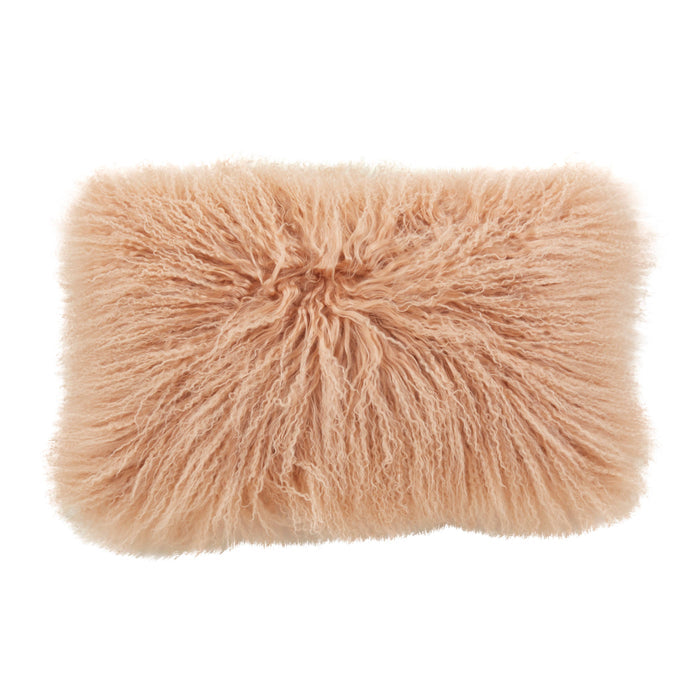 Mongolian Lamb Fur Pillow - Poly Filled: Charcoal / Polyester Insert / 12"x20"
