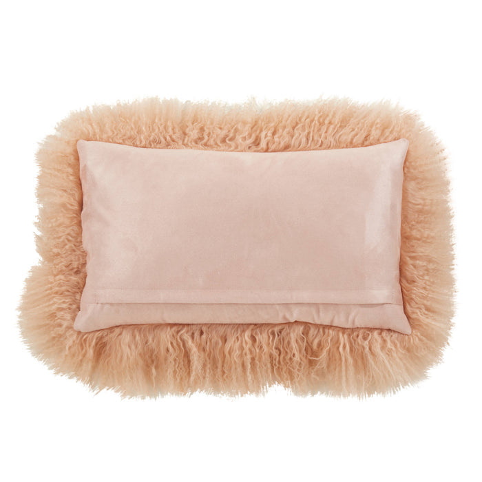 Mongolian Lamb Fur Pillow - Poly Filled: Charcoal / Polyester Insert / 12"x20"