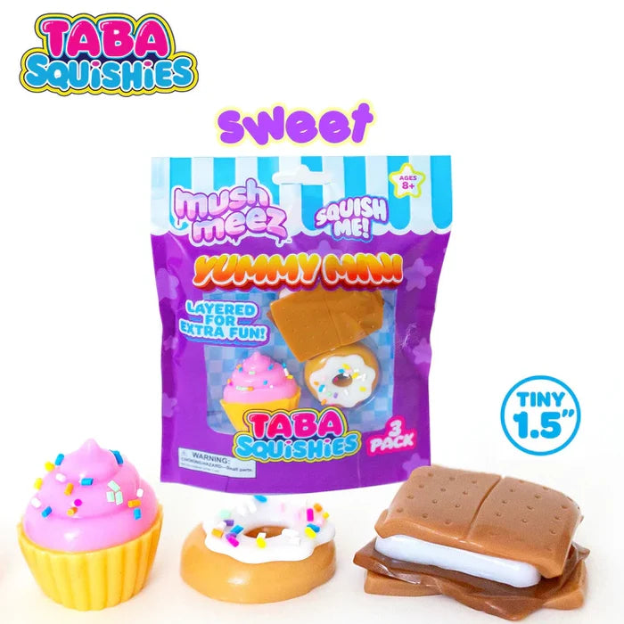 Mushmeez Yummy Minis 1.5 Inch Layered Taba Squishies - SWEET 3 Pack