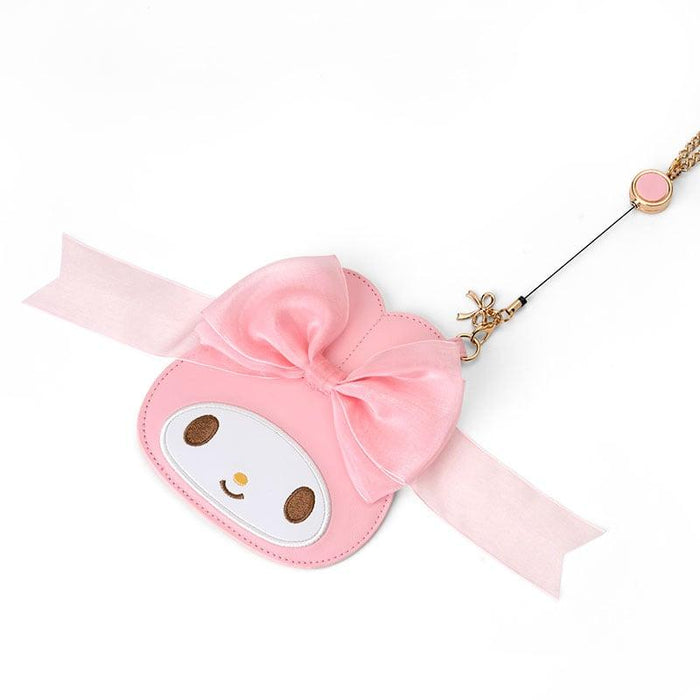My Melody Card Case with Key Reel (50th Anniv. Ribbon Series) Accessory Japan Original