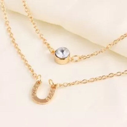 Necklace: Double-strand horseshoe & crystal