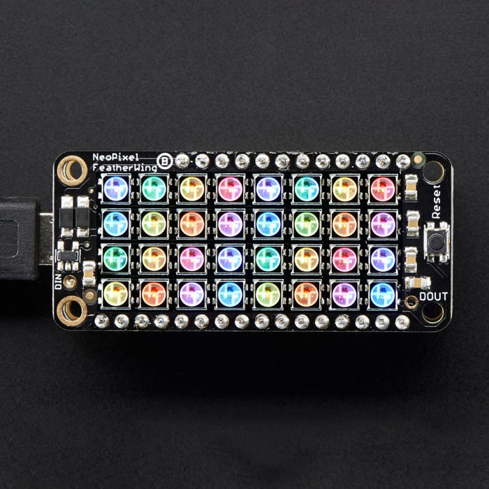 NeoPixel FeatherWing - 4x8 RGB LED Add-on For All Feather Boards by Adafruit - The Pi Hut