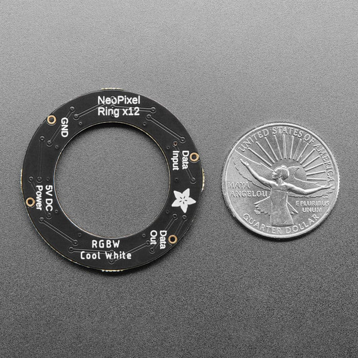 NeoPixel Ring - 12 x 5050 RGBW LEDs w/ Integrated Drivers (Cool White - 6000K) by Adafruit - The Pi Hut
