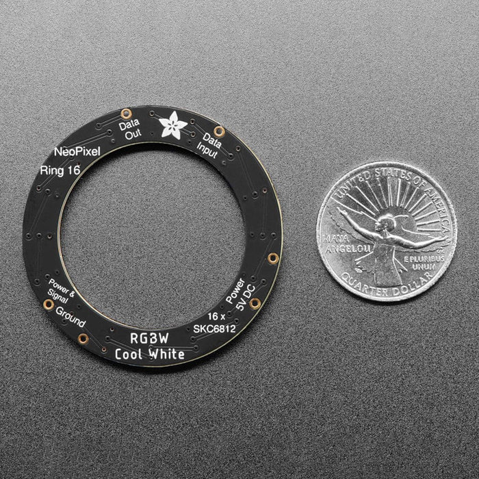 NeoPixel Ring - 16 x 5050 RGBW LEDs w/ Integrated Drivers (Cool White - ~6000K) by Adafruit - The Pi Hut