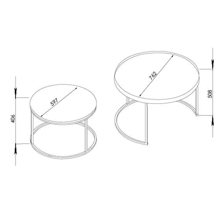 Nested Coffee Table Black Oak with  Distressed  Gold Metal Frame by Criterion - Home Living Store - Coffee Table