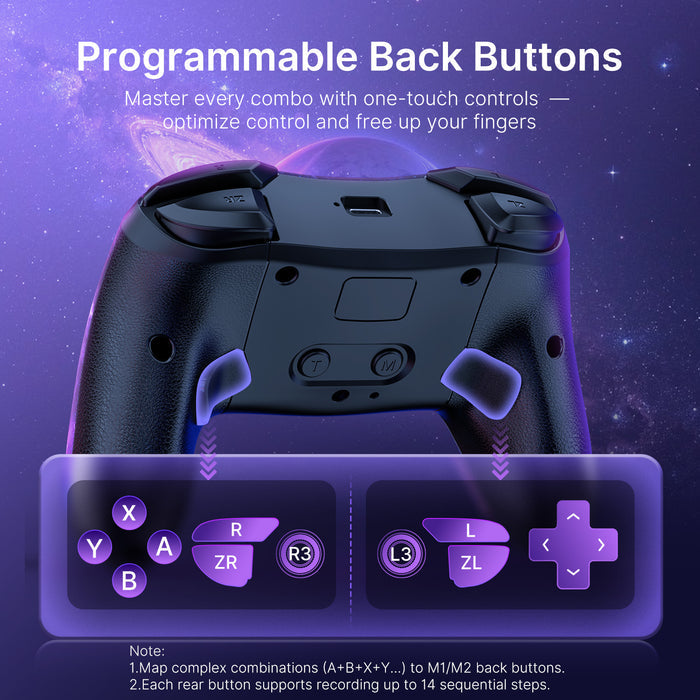 Hall Effect controller with 2 rear programmable back buttons.