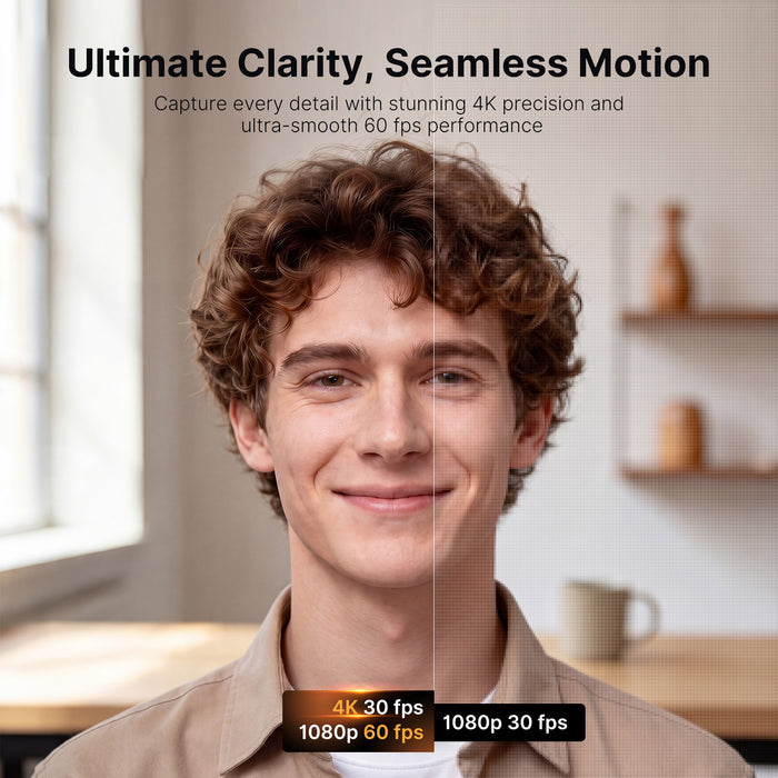 A curly-haired man: 4K vs. 1080p comparison.