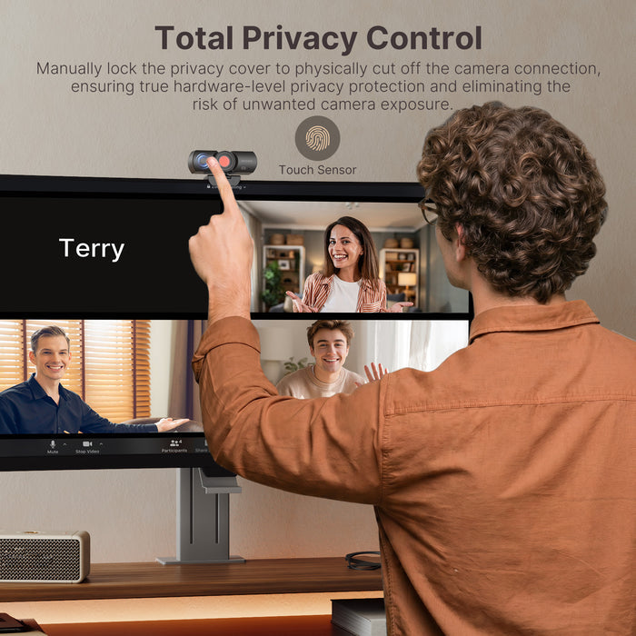 Tapping the sensor to close the privacy cover.