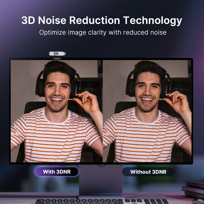A streamer uses the N660P Pro for live streaming, with their face remaining clearly visible even under backlighting.