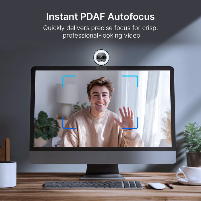 The webcam automatically focusing on a person’s face