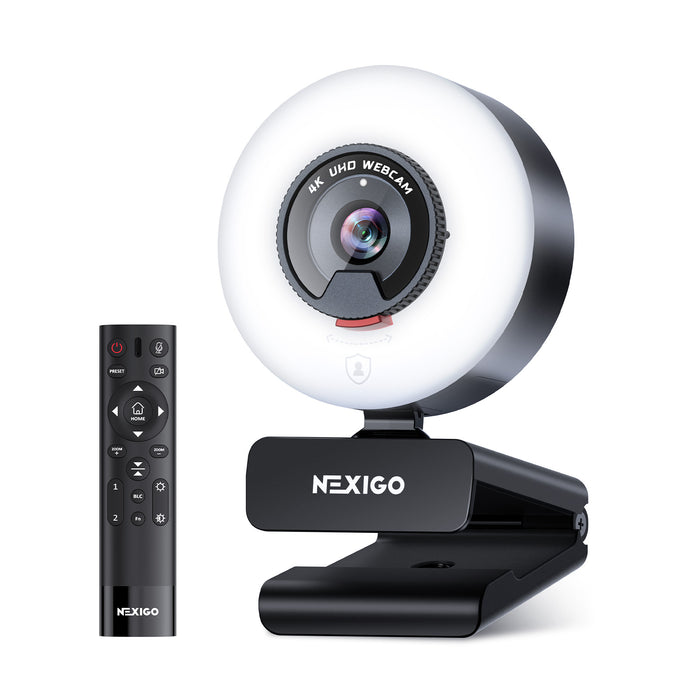 NexiGo N960E Plus 4K Webcam with Ring Light & Remote Control