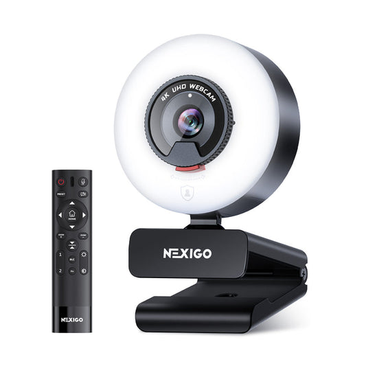 NexiGo N960E Plus 4K Webcam with Ring Light & Remote Control