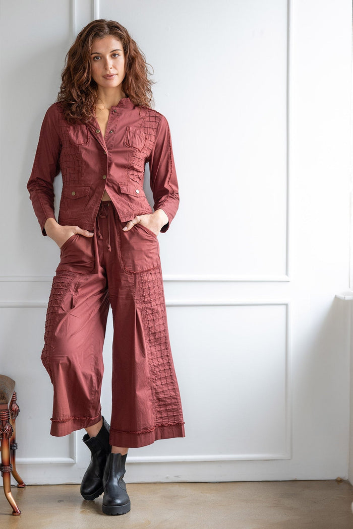 XCVI Nicolene Poplin Grid Pintuck Crop