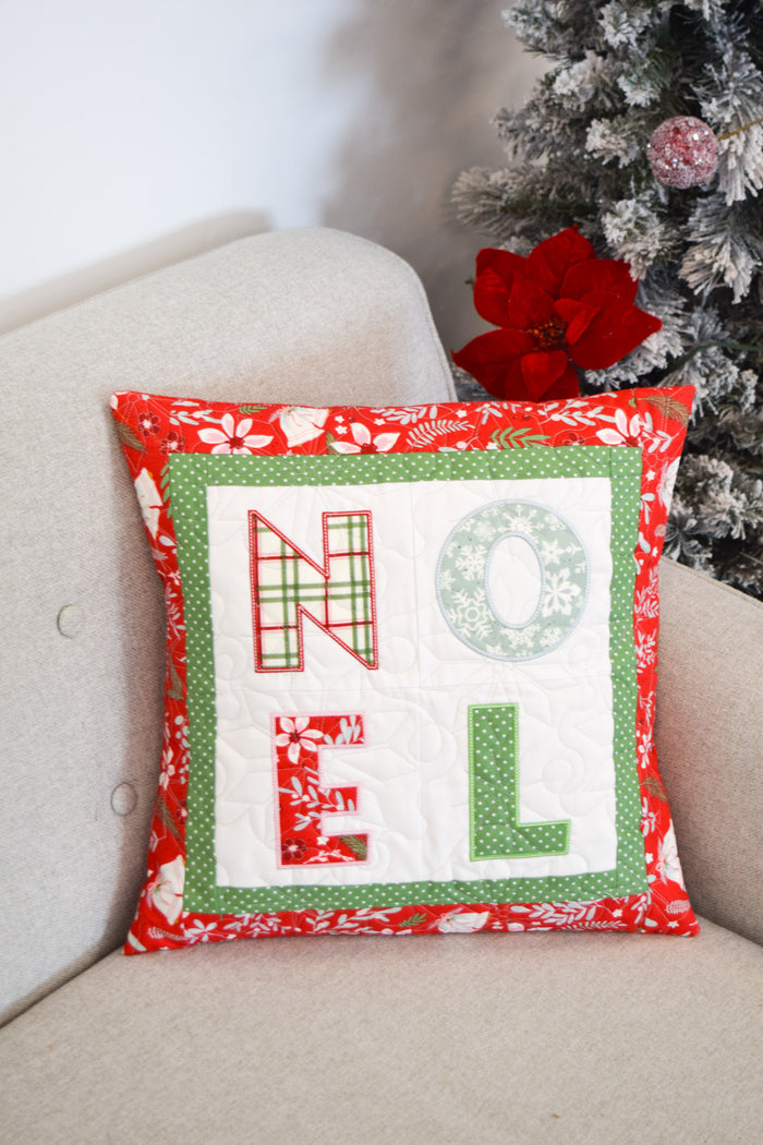 NOEL Pillow (Downloadable Sewing and Machine Embroidery Pattern)