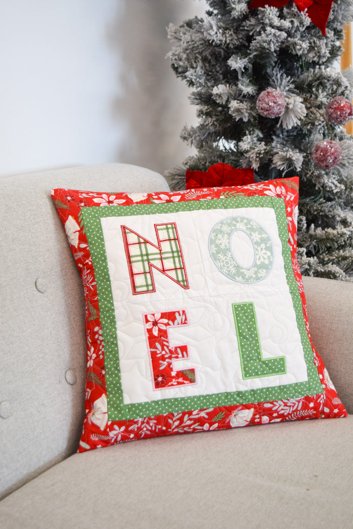 NOEL Pillow (Downloadable Sewing and Machine Embroidery Pattern)
