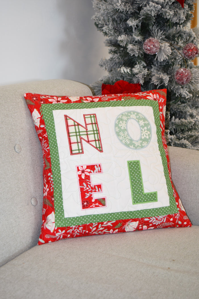 NOEL Pillow (Downloadable Sewing and Machine Embroidery Pattern)