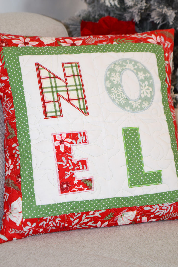 NOEL Pillow (Downloadable Sewing and Machine Embroidery Pattern)