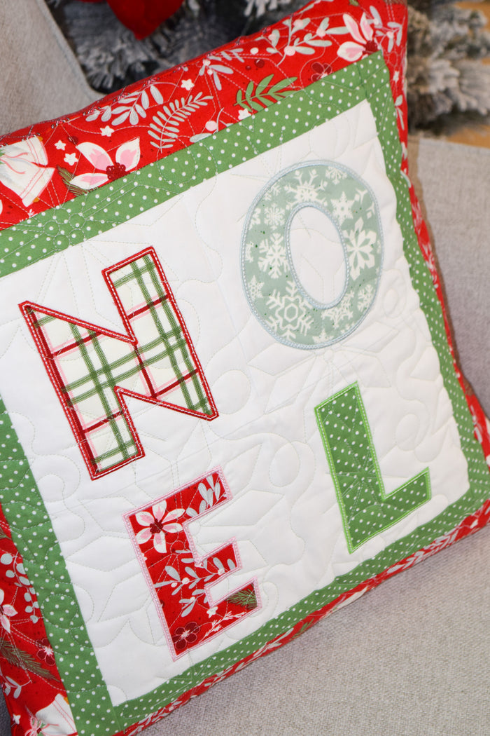 NOEL Pillow (Downloadable Sewing and Machine Embroidery Pattern)