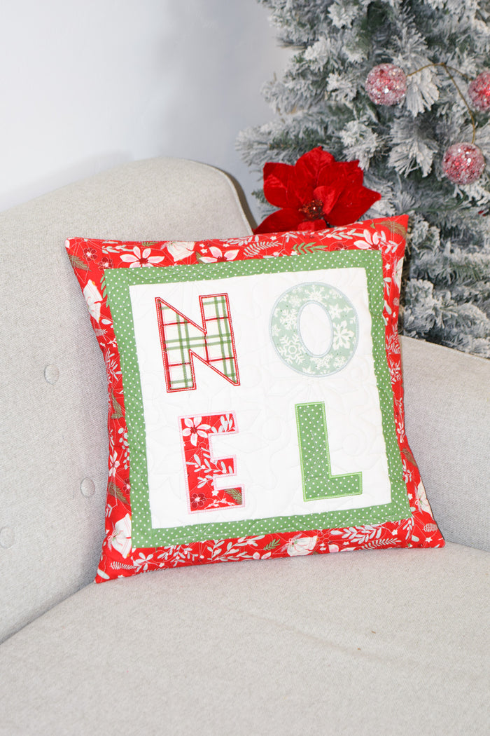 NOEL Pillow (Downloadable Sewing and Machine Embroidery Pattern)